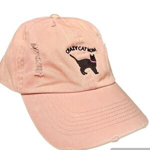 Cap Crazy Cat Mom Pink Cotton Hat Strapback Adjustable David and Young Brand